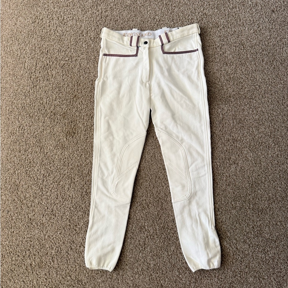 Kingsland Equestrian Size XS Riding Breeches – White Knee Patch Schoeller Fabric